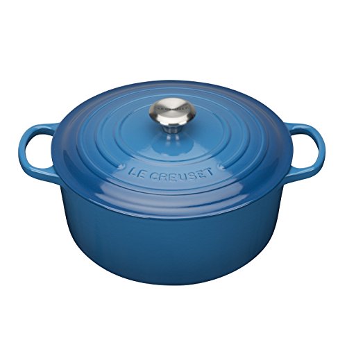 Le Creuset Evolution Cocotte con Tapa, Redonda, Todas Las Fuentes de Calor Incl. inducción, 2,4 l, Hierro Fundido, Azul(Marseille), 20 cm