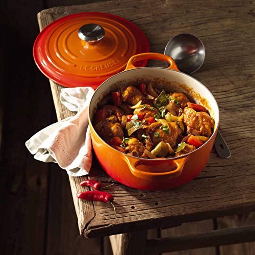 Le Creuset Evolution Cocotte con Tapa, Redonda, Todas Las Fuentes de Calor Incl. inducción, 2,4 l, Hierro Fundido, Naranja(Volcánico), 20 cm