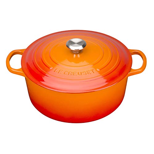 LE CREUSET Evolution Cocotte con Tapa, Redonda, Todas Las Fuentes de Calor Incl. inducción, 3,3 l, Hierro Fundido, Naranja (Volcánico), 22 cm