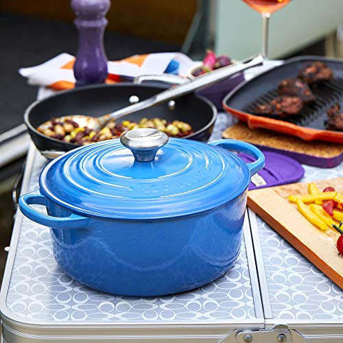 Le Creuset Evolution Cocotte con Tapa, Redonda, Todas Las Fuentes de Calor Incl. inducción, 6,7 l, Hierro Fundido, Azul(Marseille), 28 cm