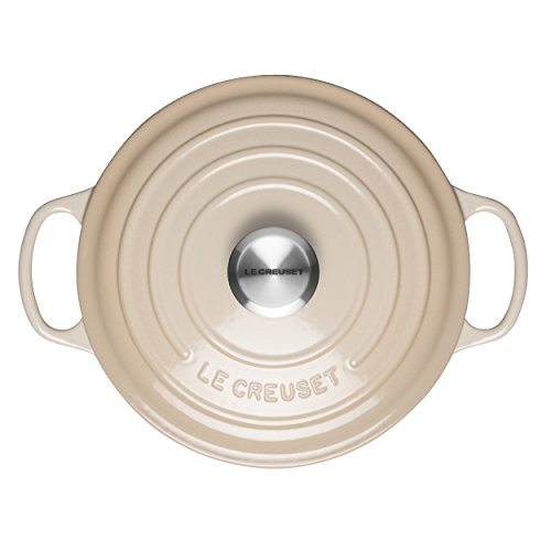 Le Creuset Evolution Cocotte con Tapa, Redonda, Todas Las Fuentes de Calor Incl. inducción, 6,7 l, Hierro Fundido, Crema, 28 cm