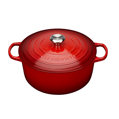 Le Creuset Evolution Cocotte con Tapa, Redonda, Todas Las Fuentes de Calor incluida inducción, 5,3 l, Hierro Fundido, Rojo(Cereza), 26 cm