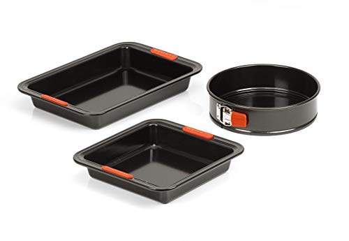 Le Creuset Molde antiadherente rectangular, 28 cm, Libre de PFOA, Resistente a ácidos, Revestimiento de acero al carbono, Gris y Naranja