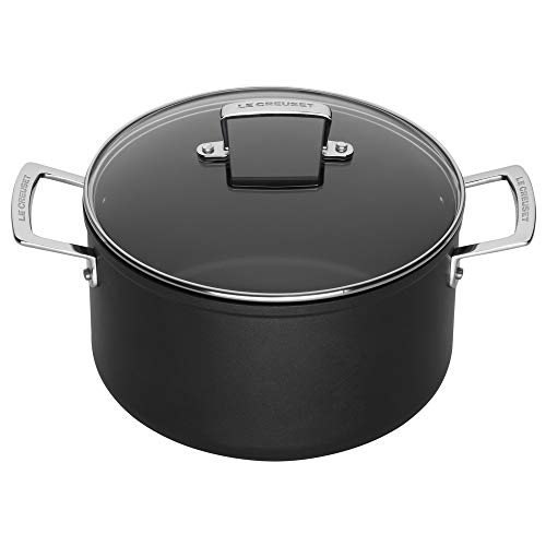 Le Creuset Olla de aluminio antiadherente con tapa, Ø 24 cm, libre de PFOA, para todas las fuentes de calor, incluso la inducción, antracita/plateado