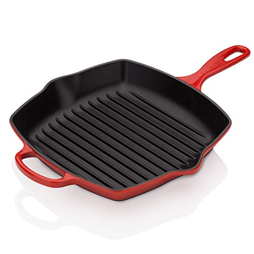 Le Creuset Parrilla de hierro fundido, Cuadrada, 26 cm, Apto para todas las fuentes de calor, incluso inducción, Cereza