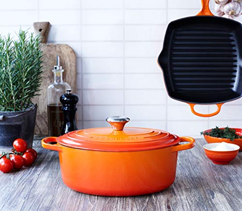 Le Creuset Parrilla de hierro fundido, Ovalada, diametro 32 cm, Apto para todas las fuentes de calor, incluso inducción, Cereza