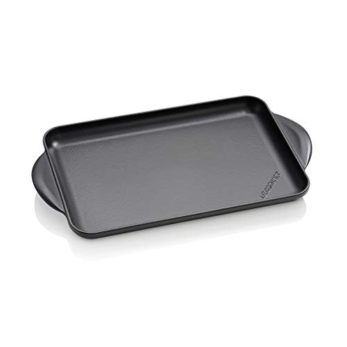 Le Creuset Parrilla de hierro fundido, Rectangular, 33 x 22 cm, Apto para todas las fuentes de calor, incluso inducción, Negro mate