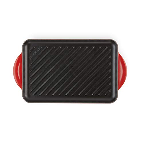 Le Creuset Parrilla Rectangular, Apto para todas las fuentes de calor, incl. inducción, Hierro fundido, Rojo(Cereza), 33 cm