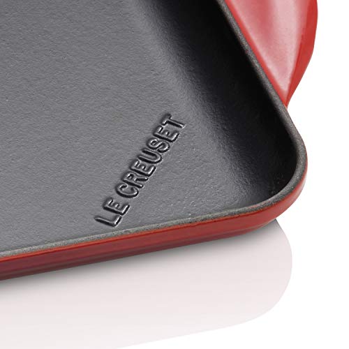 Le Creuset Parrilla Rectangular, Apto para todas las fuentes de calor, incl. inducción, Hierro fundido, Rojo(Cereza), 33 x 22 cm