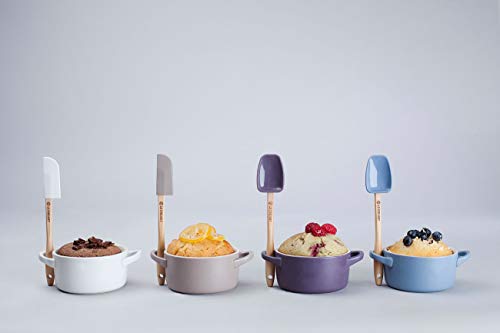 Le Creuset Set de mini cocottes, 4 unidades, Redondas, 200 ml cada una, 10 x 5 cm, Cerámica de gres, Azul y Rosa y Blanco y Violeta