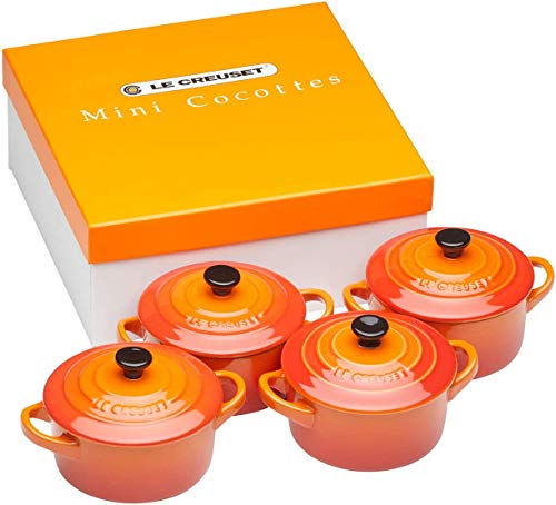 Le Creuset Set de mini cocottes, 4 unidades, Redondas, 200 ml cada una, 10 x 5 cm, Cerámica de gres, Volcánico