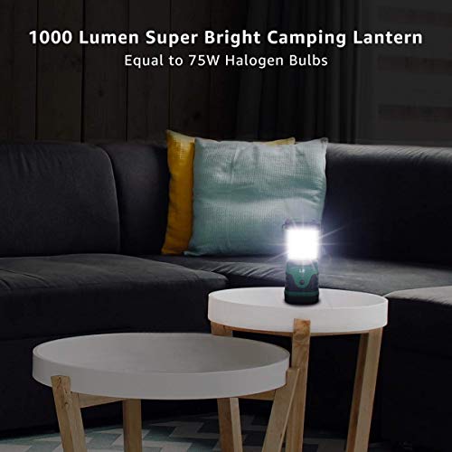 LE Linterna de Camping Recargable, Lámpara de Camping LED 1000 lúmenes, Farol Camping 4 Modos Luz de Emergencia, Luz de Carpa Resistente al Agua para Acampar, Caminar, Pescar, Cortes de Energía y Más