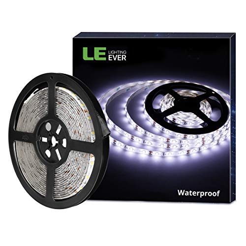 LE Tira LED, Cadena de Luces, 5m 300 LED SMD 2835, Blanco Frío, Resistente al Agua IP65, para Techo, Muebles, Cocina etc.