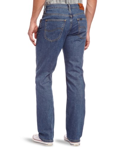 Lee Brooklyn Straight, Vaqueros para Hombre, Azul (Mid Stonewash), W34/L34