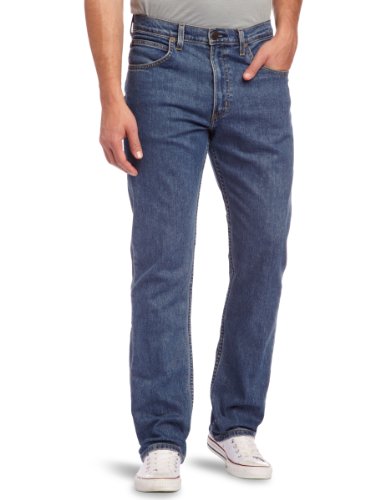 Lee Brooklyn Straight, Vaqueros para Hombre, Azul (Mid Stonewash), W34/L34