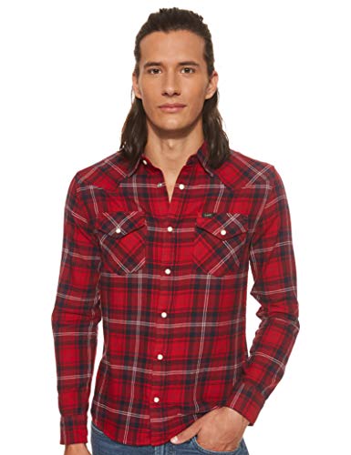 Lee Western Shirt Camisa, Warp Red Kg, XL para Hombre