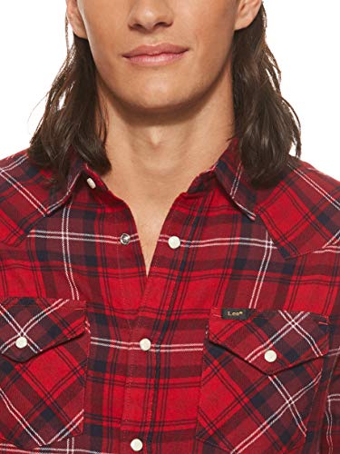 Lee Western Shirt Camisa, Warp Red Kg, XL para Hombre