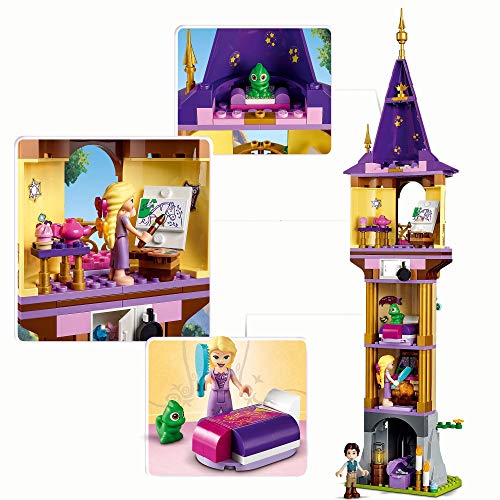 LEGO 43187 Disney Princess Torre y Castillo de Rapunzel, Set de Juguete con 2 Minifiguras de la película Enredados, Multicolor