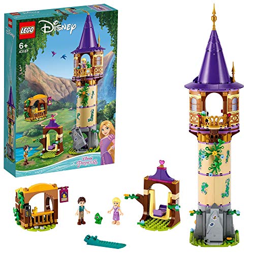 LEGO 43187 Disney Princess Torre y Castillo de Rapunzel, Set de Juguete con 2 Minifiguras de la película Enredados, Multicolor