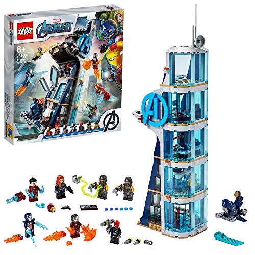 LEGO Marvel Avengers CLAS Batalla en la Torre de los Vengadores con Iron Man, Viuda Negra & Cráneo Rojo, Set de Juguete, Multicolor (76166)