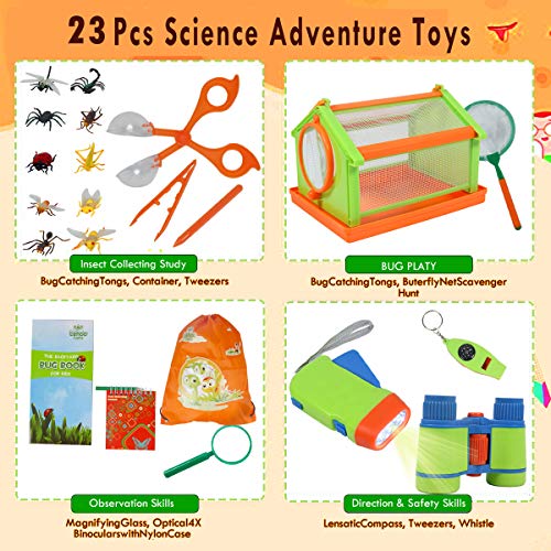 Lehoo Castle Kit de Juguetes de Exploración Aventura al Aire Libre 23 Pcs Bug Catcher Kit para niños Stem Educativo Bug Catcher Kit Juguetes Regalo para niños Camping Senderismo Aventura