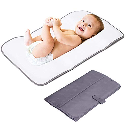 Lekebaby Portátil Cambiador Plegable, Cambiador Portátil de Pañales para Bebé, Kit Cambiador de Viaje, Gris