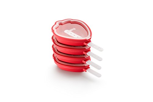 Lékué 3400265S01 Fraise Glacé Pack 4 UTS, Silicone, Rouge, 15,4 x 9,4 x 3,3 cm Moldes para Helados en Forma de Fresa, Rojo, 15.4 x 9.4 x 3.3 cm, 4 Unidades