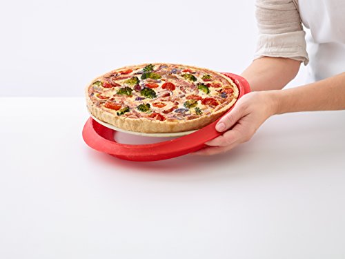 Lékué Duo Quiche Molde Desmontable, Cerámica y Silicona, Rojo, 28 cm