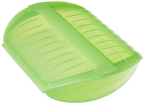 Lékué Estuche de Vapor c/Bandeja para el microondas, Color Verde con una Capacidad de 1400 ml (3-4 Personas)