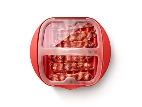 Lékué Microwave Bacon Cooker, Rojo, 28.2x6x24.9 cm