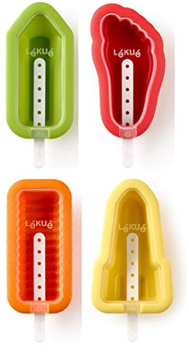 Lékué Set 4 Moldes Helados Icónicos de Silicona, 11.5 cm x 55 ml