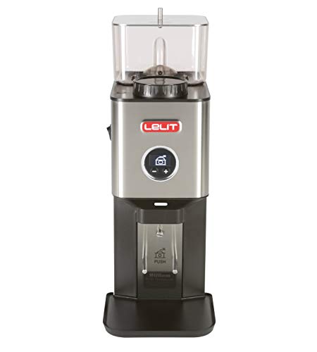 Lelit PL72 William, Molinillo de Café-Micro Regulación Juste del Tiempo de Molienda a Través de la Pantalla LCC, 470 W, 1 Cups, Stainless Steel, acero