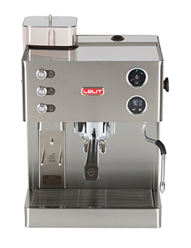 Lelit PL82T Kate, Máquina de Espresso Semiprofesional - Molinillo de Café Incorporado - Pantalla gráfica LCD - Sistema de Gestión Electrónica LCC, 1200 W, 1 Cups, Stainless Steel, acero