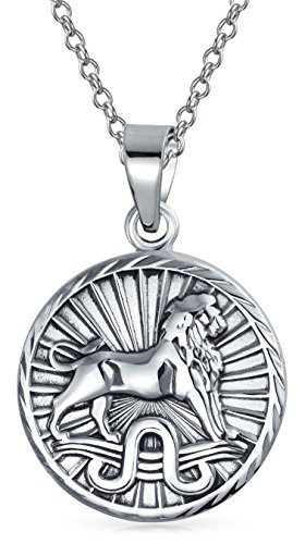 Leo Signo Del Zodíaco Astrología Horóscopo Medallón Colgante Redondo Para Hombres Mujer Collar De Plata Esterlina