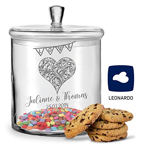 Leonardo - Tarro de galletas con grabado (personalizable)