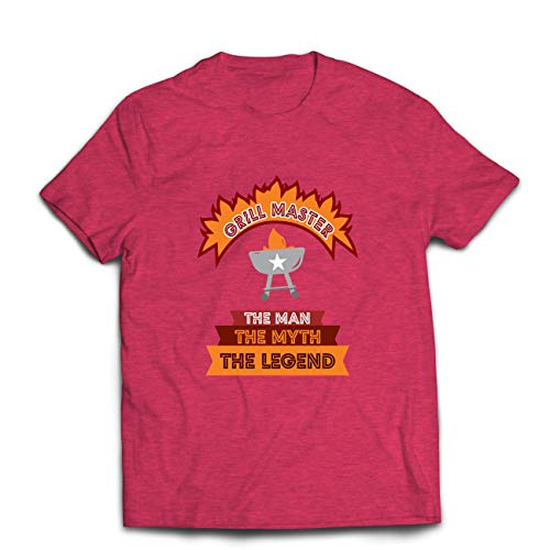 lepni.me Camisetas Hombre Maestro de la Parrilla, Chef de la Barbacoa, Divertidas Ideas de Regalos para barbacoas. (Large Brezo Rojo Multicolor)