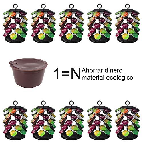 Letilio Filtros Cápsulas de Café Reutilizable para Cafetera Dolce Gusto Recargables fuerte Más de 160 veces de usos para reemplazo,6pcs con 2 cucharón de plástico y 2 cepillo de limpieza