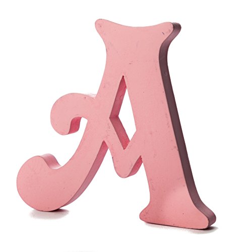 Letras del alfabeto de madera de 15 cm, extragrandes, acabadas a mano, de pie o montadas en la pared, para bodas, nombres de bebé, carteles, personalizable, madera, Rosa, Letter A