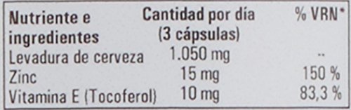 LEVA ZINC Complemento alimenticio de zinc, levadura de cerveza y vitamina E para ayudar a prevenir la caída del cabello también bueno para cabello piel y uñas Suplemento de vitaminas para fortalecer el pelo 225 cápsulas vegetales HIJAS DEL SOL vegano