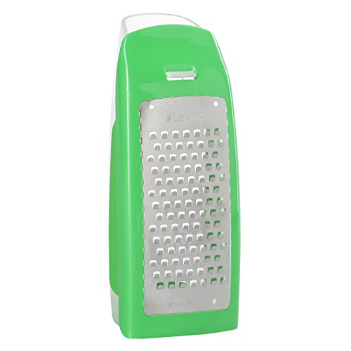 Levivo Rallador de queso con depósito, acero inoxidable, rallador, rallador para queso, accesorio de cocina, rallador de queso con recipiente colector, verde, 7,5 x 5,5 x 16,5 cm