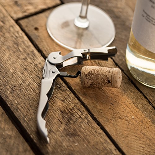 Levivo Sacacorchos de camarero con navaja cortacápsulas, sacacorchos, herramientas de camareros, navaja de camarero, accesorios de camareros, cuchillo para vino, abridor con cuchillo, acero inoxidable