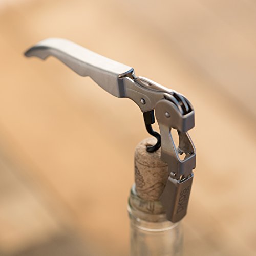 Levivo Sacacorchos de camarero con navaja cortacápsulas, sacacorchos, herramientas de camareros, navaja de camarero, accesorios de camareros, cuchillo para vino, abridor con cuchillo, acero inoxidable