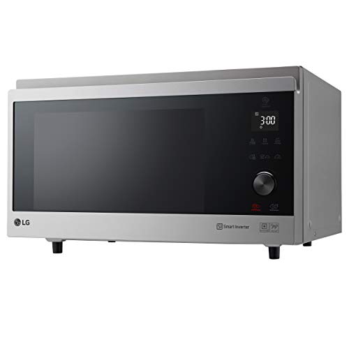 LG MJ3965ACS - Horno Microondas con Grill Smart Inverter, Microondas 1100 W, Grill 950 W, Convección 1850 W, 39 litros de capacidad, Color Negro y Acero