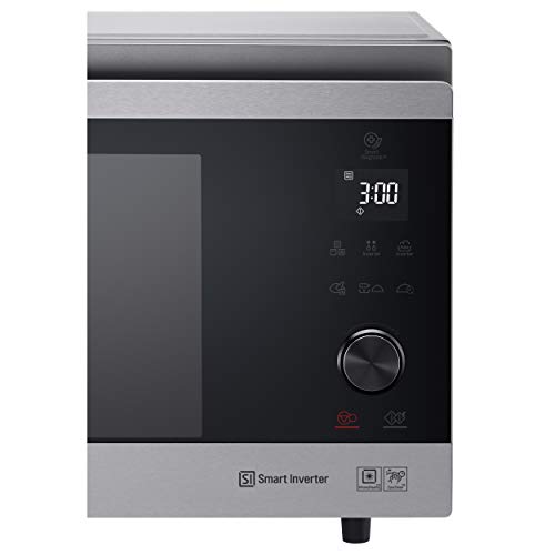 LG MJ3965ACS - Horno Microondas con Grill Smart Inverter, Microondas 1100 W, Grill 950 W, Convección 1850 W, 39 litros de capacidad, Color Negro y Acero