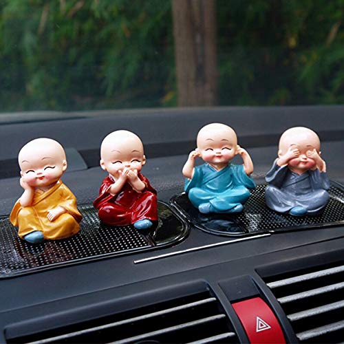 LHKJ 4 Pcs Buda Monjes Estatuilla Decoraciones del Coche, Las Artesanías de la Resina, Regalo Agradable para Decoración de Coche, Hogar, Escritorio