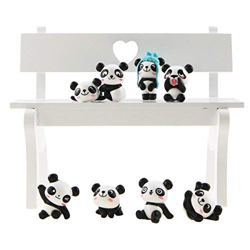 LHKJ 8 Pieces Figuras de Panda, Kit de Figuras de aAcción de Panda para Fiestas, Regalos, Muñecas de jardinería, decoración de Pasteles