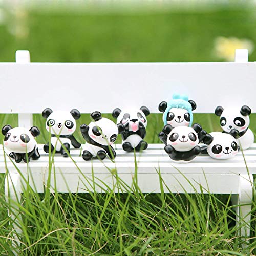 LHKJ 8 Pieces Figuras de Panda, Kit de Figuras de aAcción de Panda para Fiestas, Regalos, Muñecas de jardinería, decoración de Pasteles