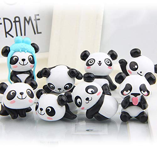 LHKJ 8 Pieces Figuras de Panda, Kit de Figuras de aAcción de Panda para Fiestas, Regalos, Muñecas de jardinería, decoración de Pasteles