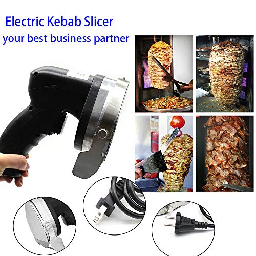 LianDu Cortadora Eléctrica de Kebab, 80W Cuchilla Redonda Cortadora de Kebab Cortadora de Carne Eléctrica Kebab Cuchillo Eléctrico de Kebab para Cordero, Cerdo y Pollo