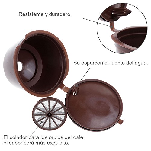 Lictin 3 Pack Cápsulas Filtros de Café Recargable Reutilizable para Cafetera Dolce Gusto Resistente Más de 150 Usos de Sustitucion de Cápsula de Café Dolce Gusto, color Marrón